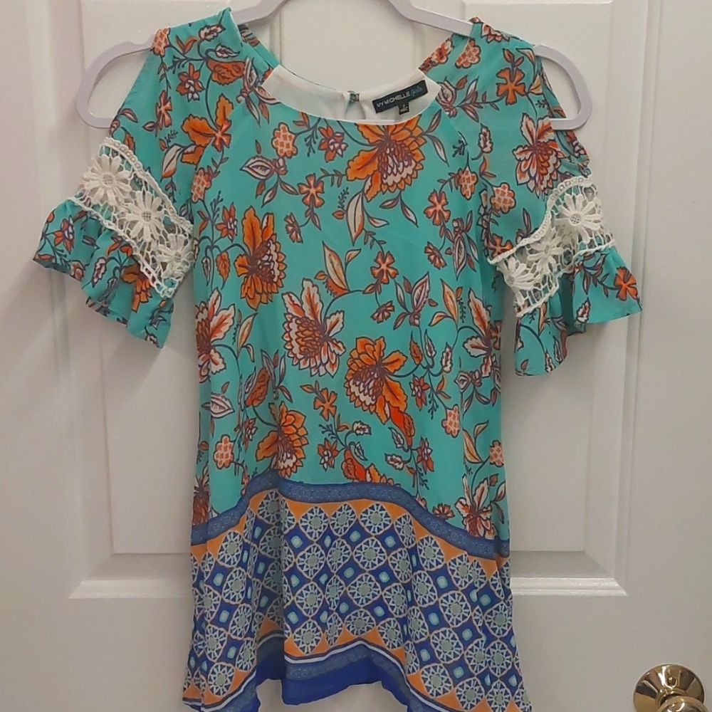 Blue floral girls dress